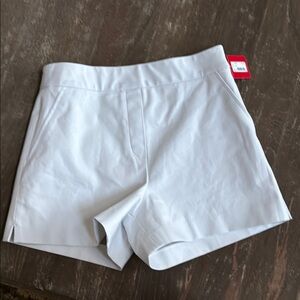 High Waist White Shorts with Wide Waistband